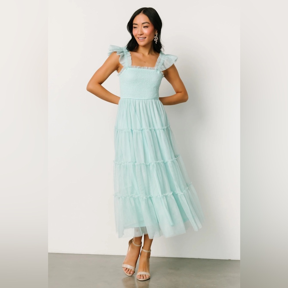 Sea Blue Tulle Midi Dress